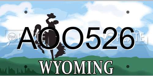 AOO526 Wyoming License Plate