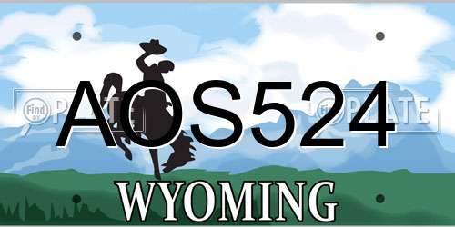 AOS524 Wyoming License Plate