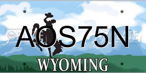 AOS75N Wyoming License Plate