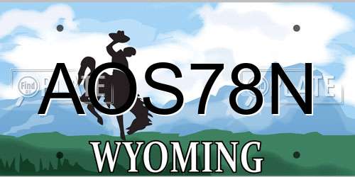 AOS78N Wyoming License Plate
