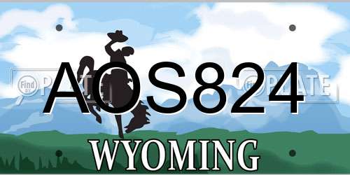AOS824 Wyoming License Plate
