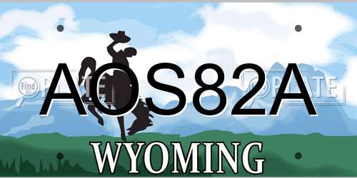 AOS82A Wyoming License Plate