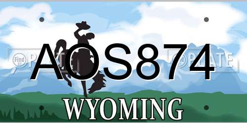 AOS874 Wyoming License Plate