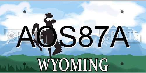 AOS87A Wyoming License Plate