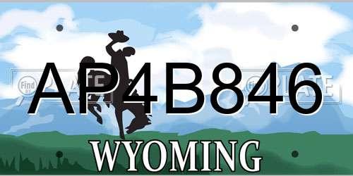 AP4B846 Wyoming License Plate
