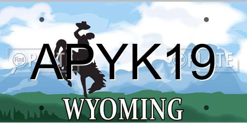 APYK19 Wyoming License Plate