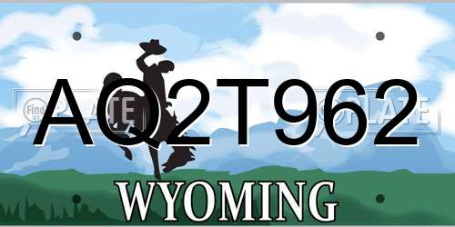 AQ2T962 Wyoming License Plate