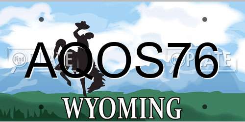 AQOS76 Wyoming License Plate