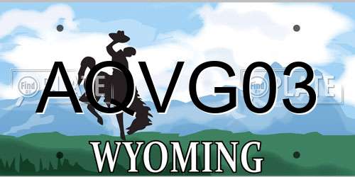 AQVG03 Wyoming License Plate