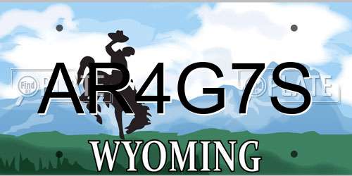 AR4G7S Wyoming License Plate
