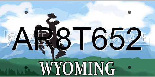AR8T652 Wyoming License Plate