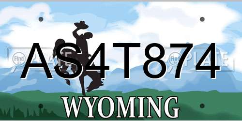 AS4T874 Wyoming License Plate