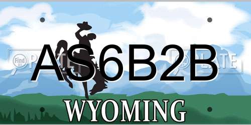 AS6B2B Wyoming License Plate