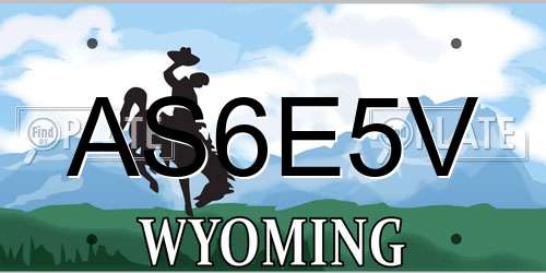 AS6E5V Wyoming License Plate