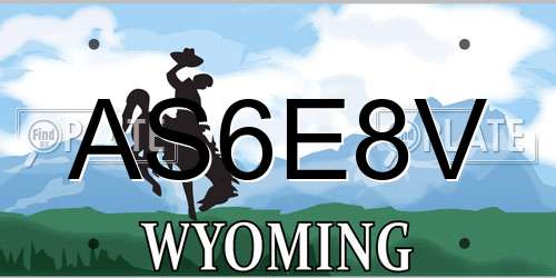 AS6E8V Wyoming License Plate