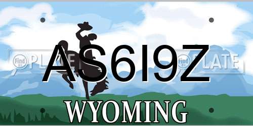 AS6I9Z Wyoming License Plate