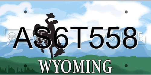 AS6T558 Wyoming License Plate