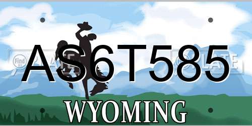 AS6T585 Wyoming License Plate