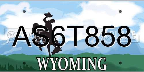AS6T858 Wyoming License Plate