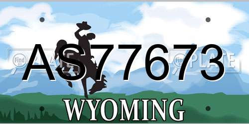 AS77673 Wyoming License Plate