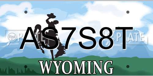 AS7S8T Wyoming License Plate