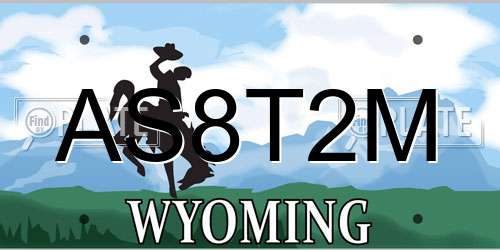 AS8T2M Wyoming License Plate