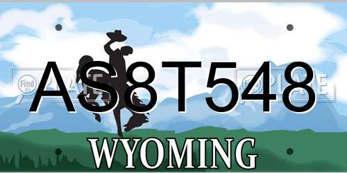 AS8T548 Wyoming License Plate