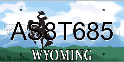 AS8T685 Wyoming License Plate