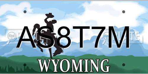 AS8T7M Wyoming License Plate
