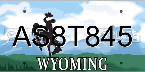 AS8T845 Wyoming License Plate