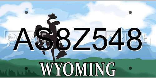 AS8Z548 Wyoming License Plate
