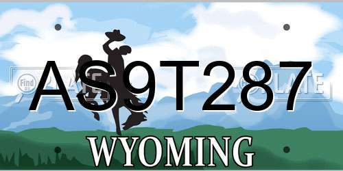 AS9T287 Wyoming License Plate