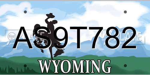 AS9T782 Wyoming License Plate