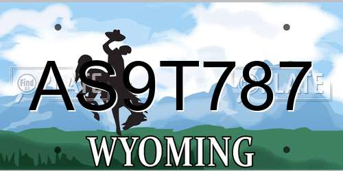 AS9T787 Wyoming License Plate