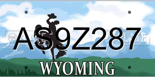 AS9Z287 Wyoming License Plate