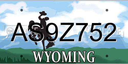 AS9Z752 Wyoming License Plate