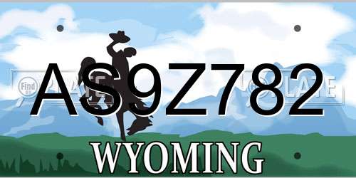 AS9Z782 Wyoming License Plate