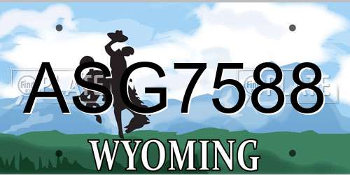 ASG7588 Wyoming License Plate
