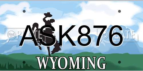 ASK876 Wyoming License Plate