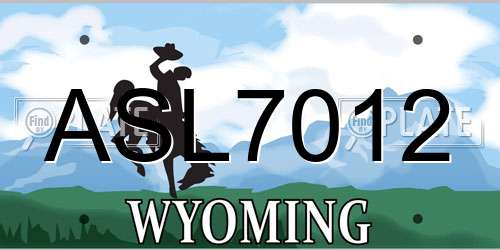 ASL7012 Wyoming License Plate