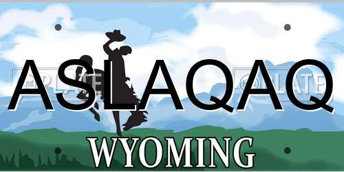 ASLAQAQ Wyoming License Plate