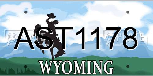 AST1178 Wyoming License Plate