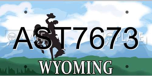 AST7673 Wyoming License Plate