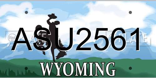 ASU2561 Wyoming License Plate