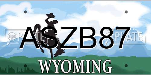 ASZB87 Wyoming License Plate
