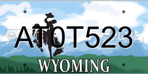 AT0T523 Wyoming License Plate