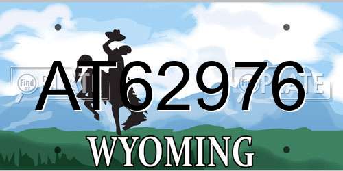AT62976 Wyoming License Plate
