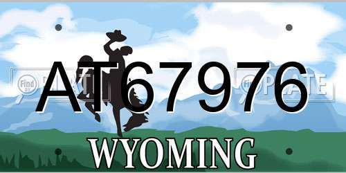 AT67976 Wyoming License Plate