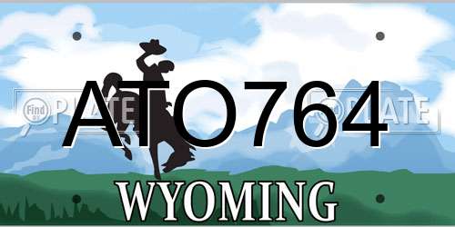 ATO764 Wyoming License Plate