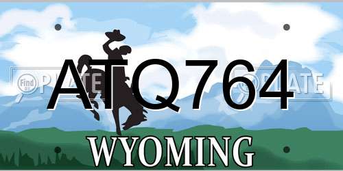 ATQ764 Wyoming License Plate